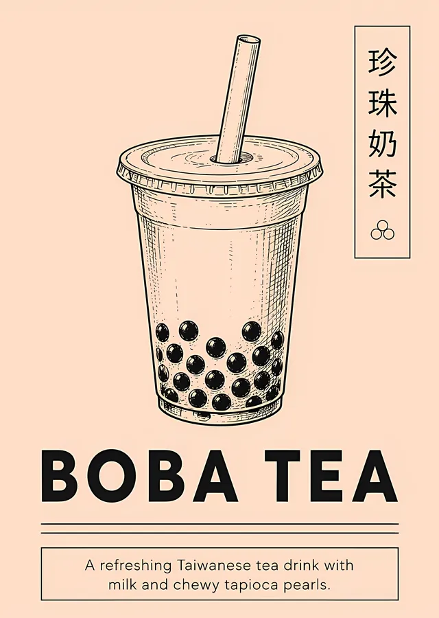 Boba Tea metal tablo