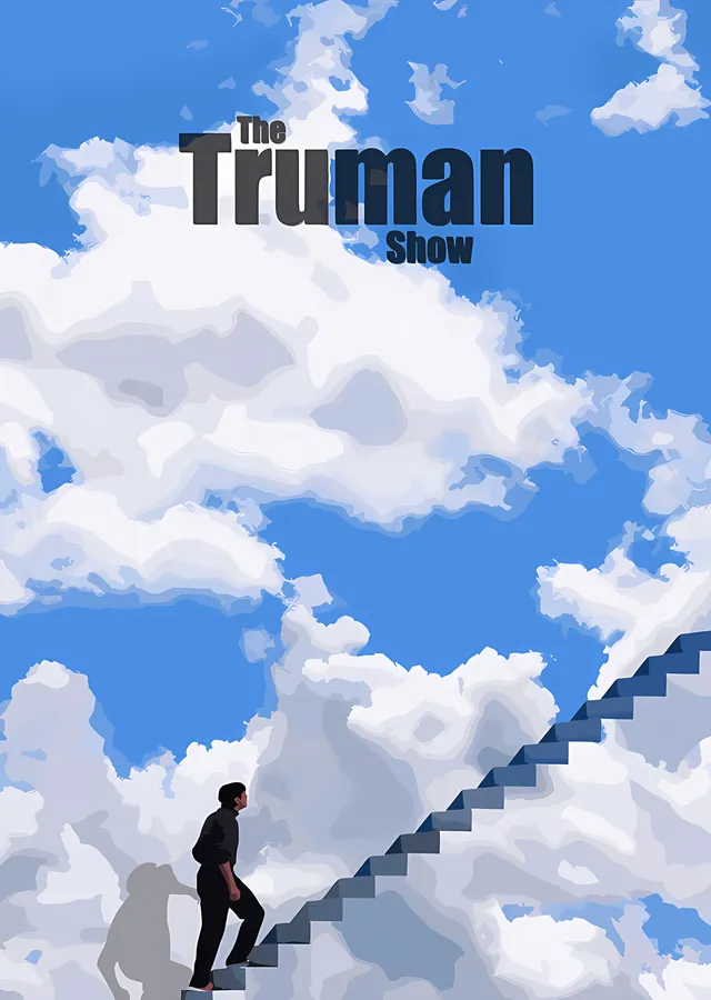 The Truman Show - Bulutlu Gökyüzünde Basamaklar metal tablo