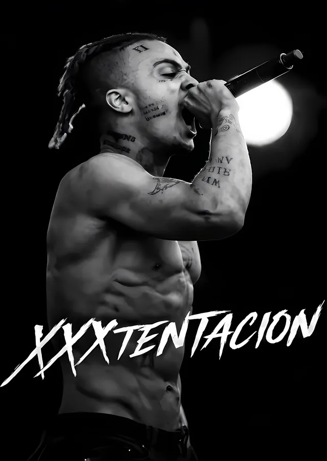 XXXTentacion - Sahne Işığında Siyah Beyaz metal tablo