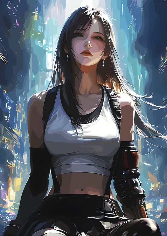Tifa Lockhart - Neon Sokak metal tablo