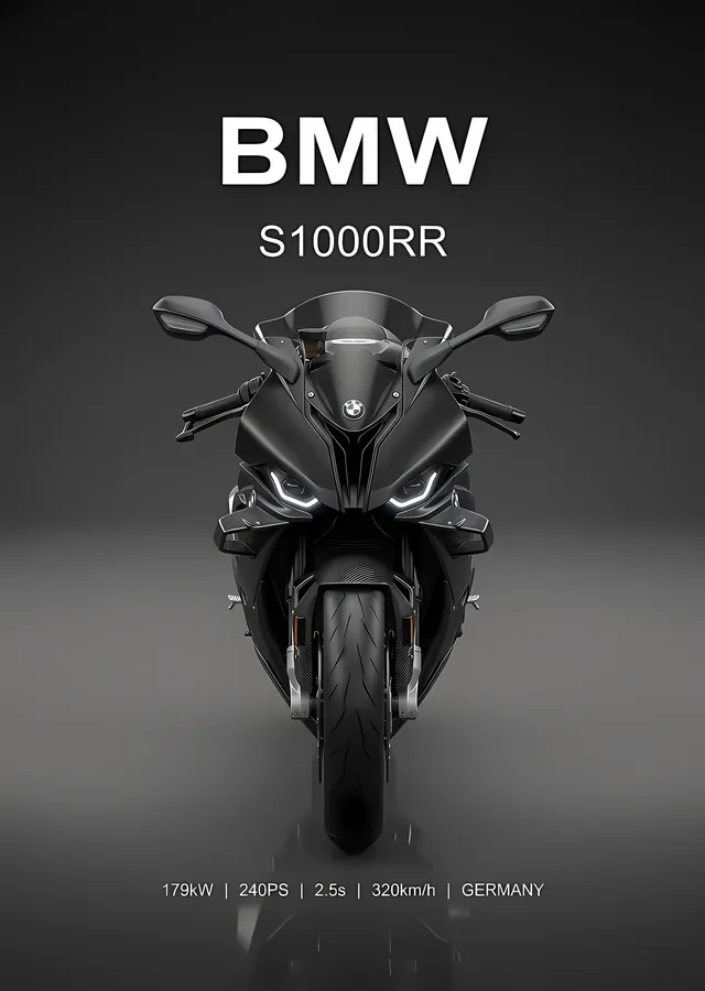 BMW S1000RR - Karanlıkta Ön Kare metal tablo