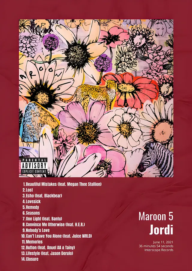 Maroon 5 - Jordi Albüm Künyesi metal tablo