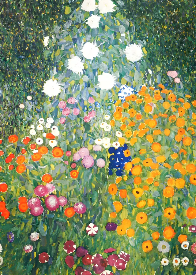 Gustav Klimt - Çiçekli Bayır metal tablo