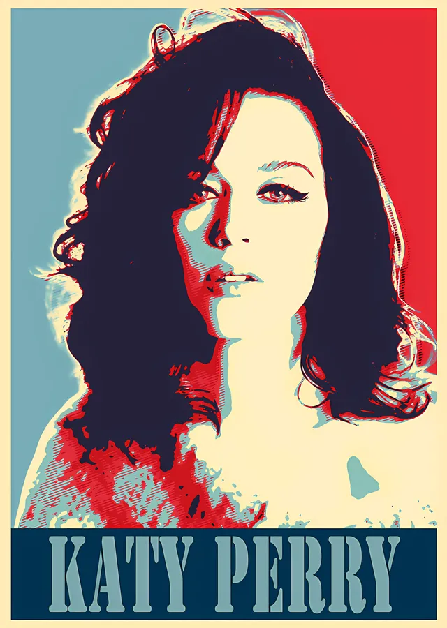 Katy Perry: Krem Stencil metal tablo