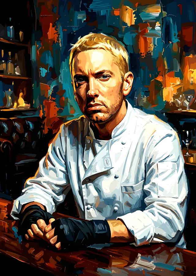Eminem - Beyaz Ceketli Portre metal tablo