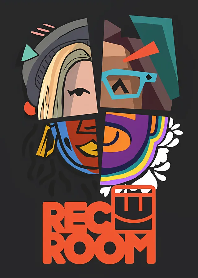 Rec Room - Kübist Yüz Kompozisyonu metal tablo