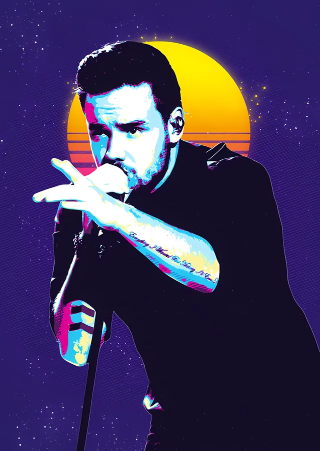 Liam Payne - Yıldızlı Zeminde Sahne Portresi metal tablo