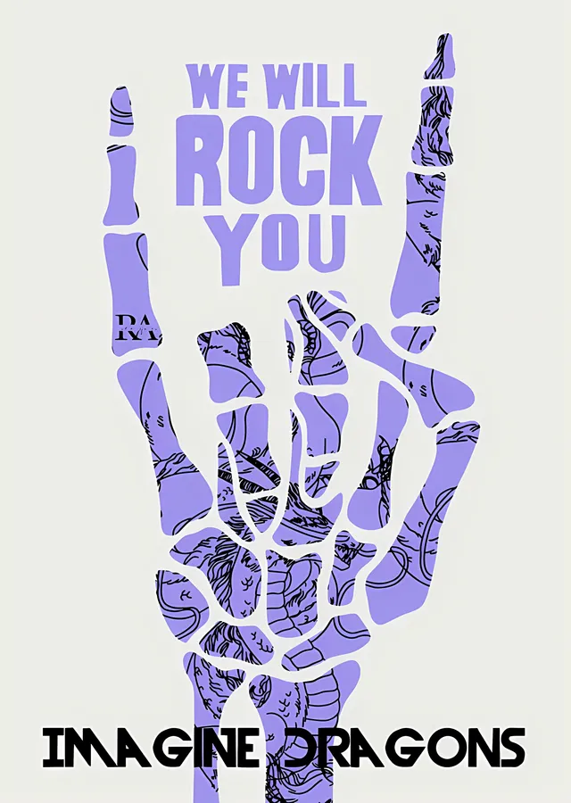 Imagine Dragons - We Will Rock You İskelet El metal tablo