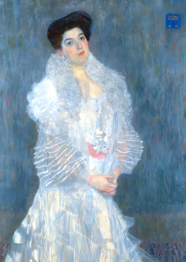 Gustav Klimt - Beyaz Elbiseli Portre metal tablo