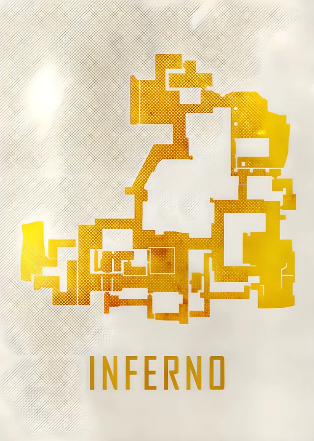 Counter-Strike Inferno - Altın Sarısı Plan metal tablo