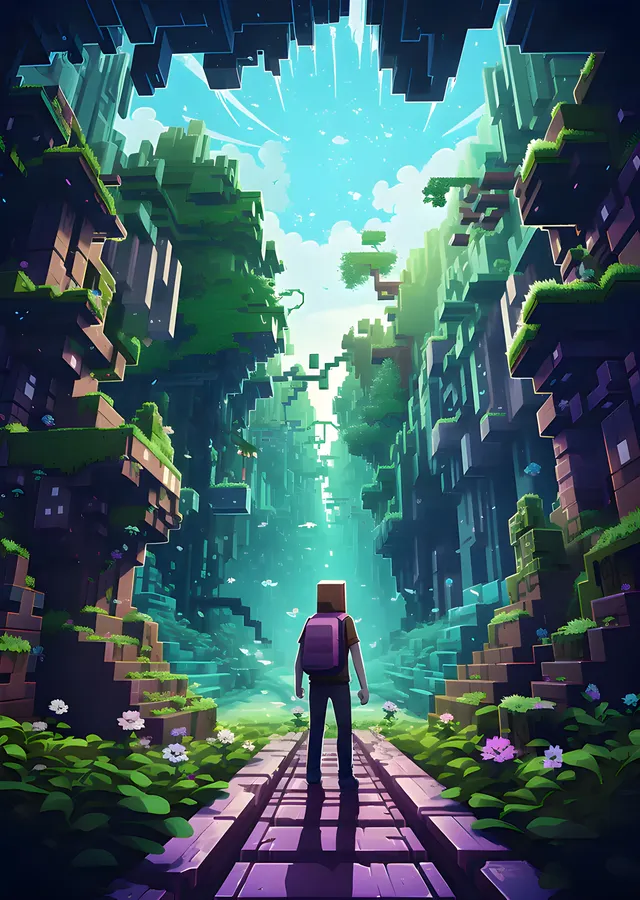 Minecraft - Yosunlu Vadi Yolu metal tablo