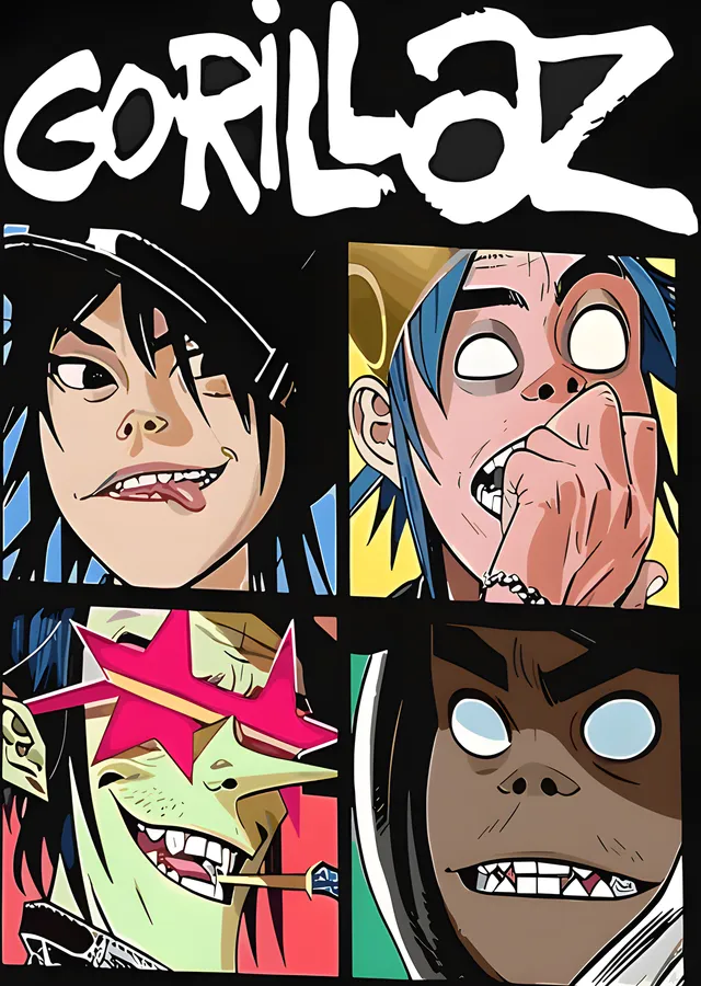 Gorillaz - Yakın Plan Yüz Panelleri metal tablo