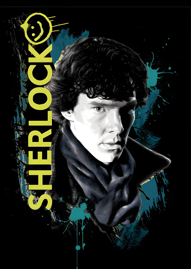 Sherlock - Sarı Sıçramalı Portre metal tablo