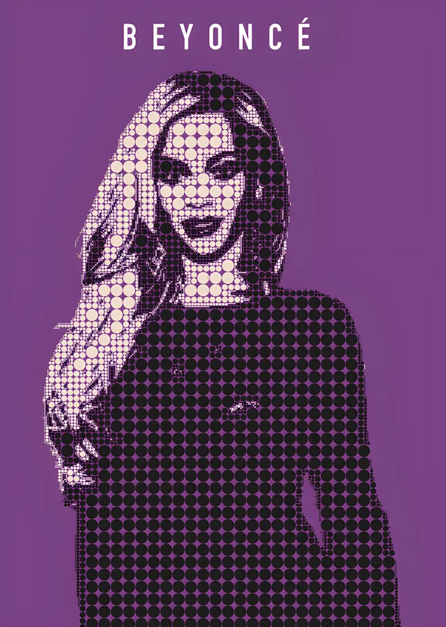 Beyoncé - Mor Halftone Portre metal tablo