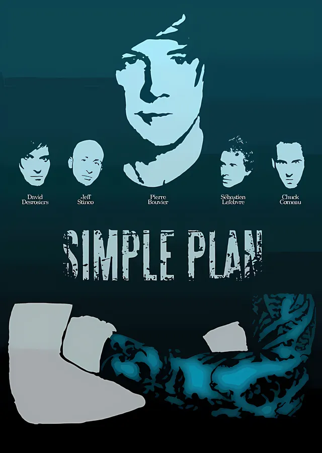 Simple Plan - Turkuaz Stencil Portreler metal tablo