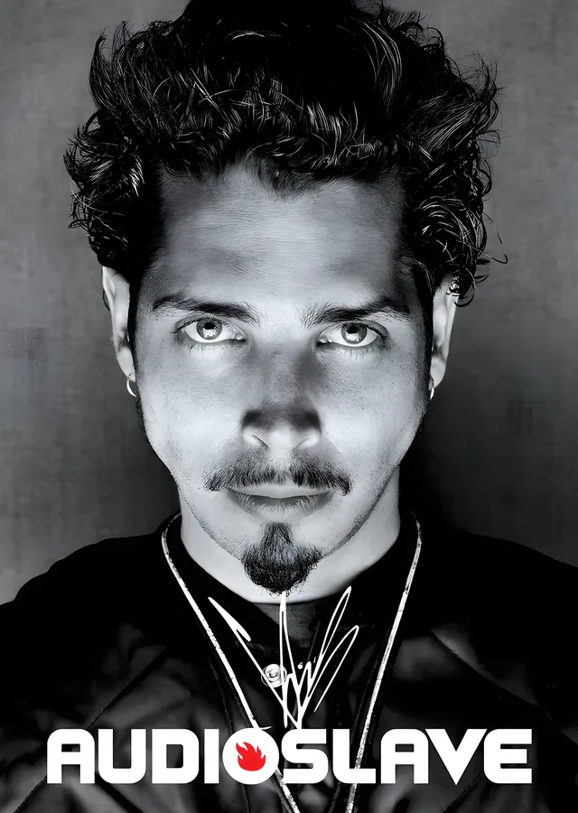 Chris Cornell - Siyah Beyaz Yakın Portre metal tablo