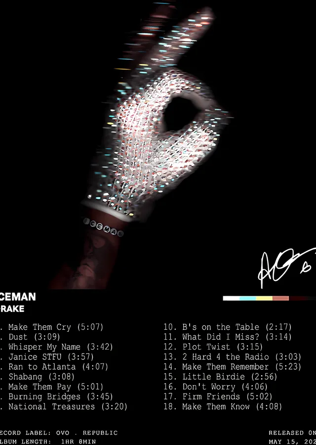 Drake - Iceman metal tablo