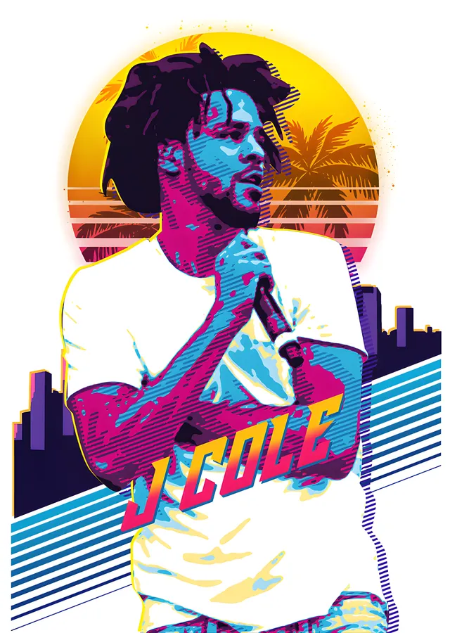 J. Cole - Retro Şehir Portresi metal tablo