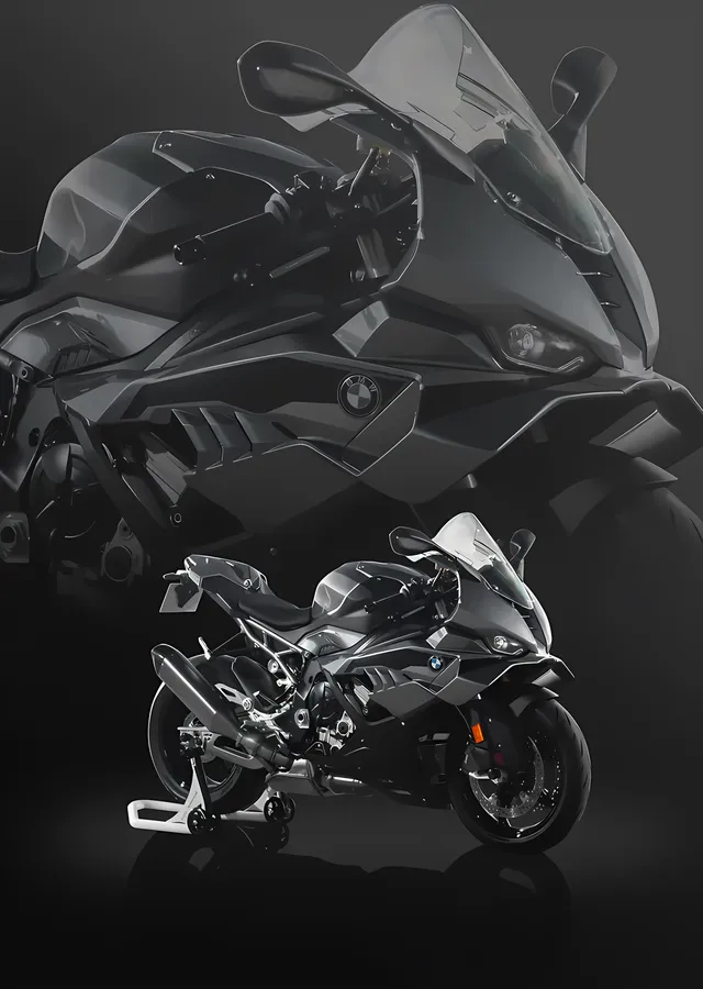 BMW S1000RR - Gri Tonlarda Gövde metal tablo