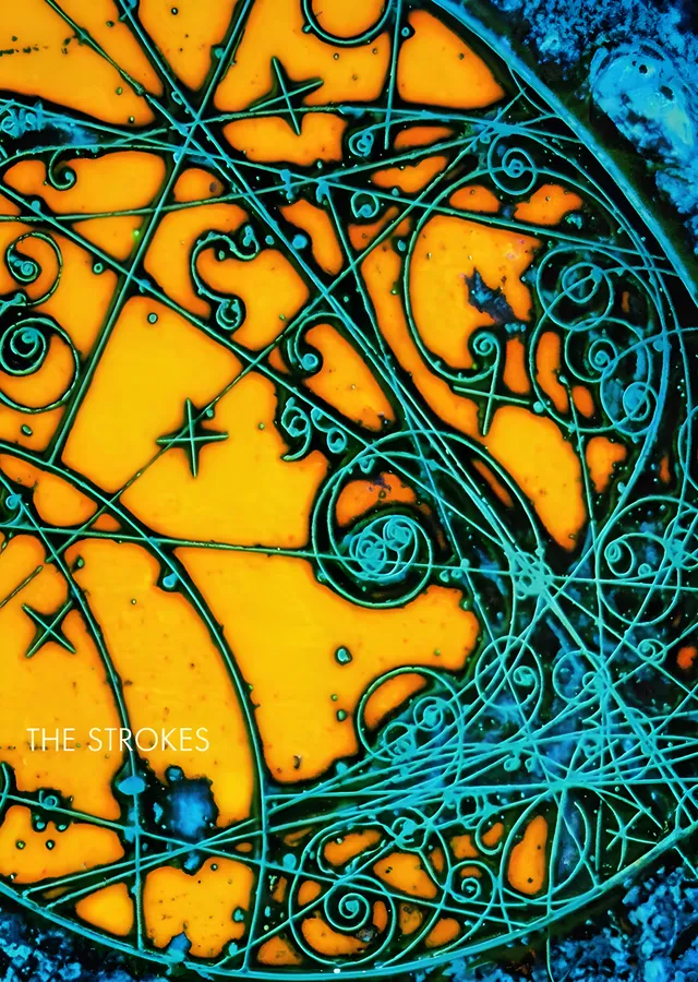 The Strokes - Turuncu Turkuaz Soyut Desen metal tablo