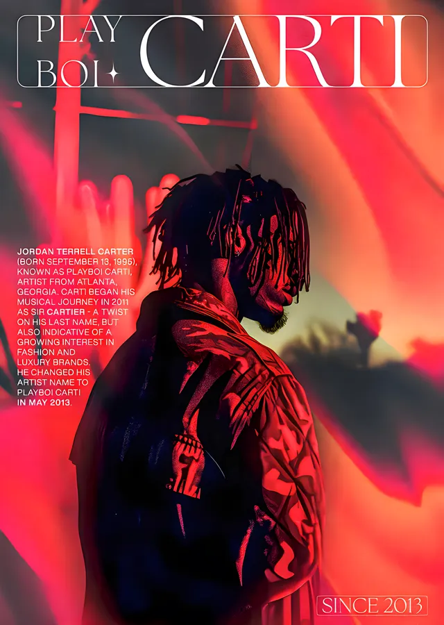 Playboi Carti - Neon Kırmızı Profil metal tablo