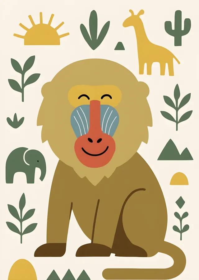 Mandril Portresi metal tablo