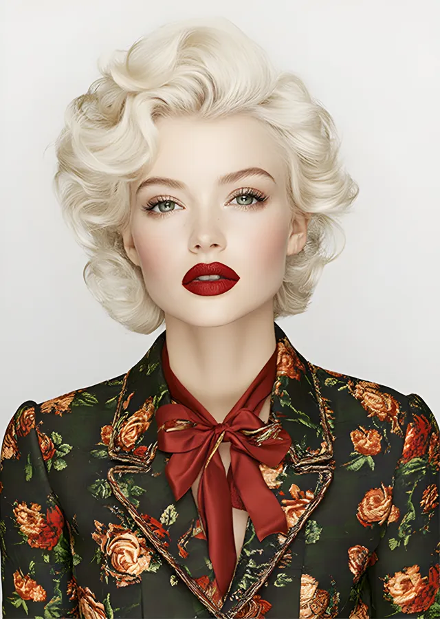Marilyn Monroe - Gül Desenli Ceket metal tablo