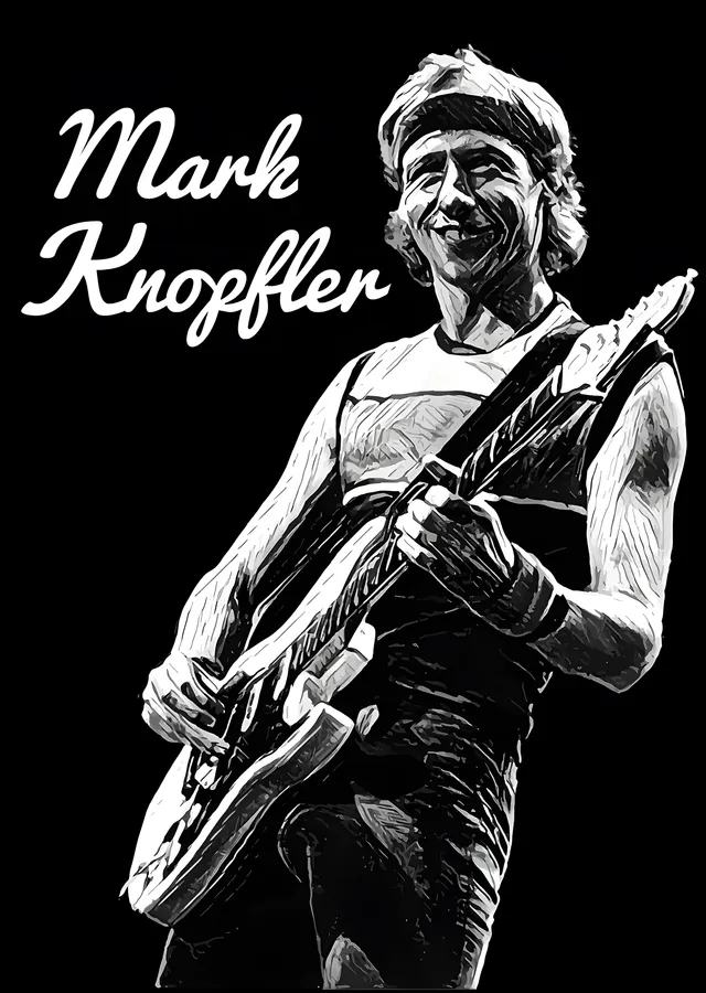 Mark Knopfler: Siyah Beyaz Çizgi Portre metal tablo