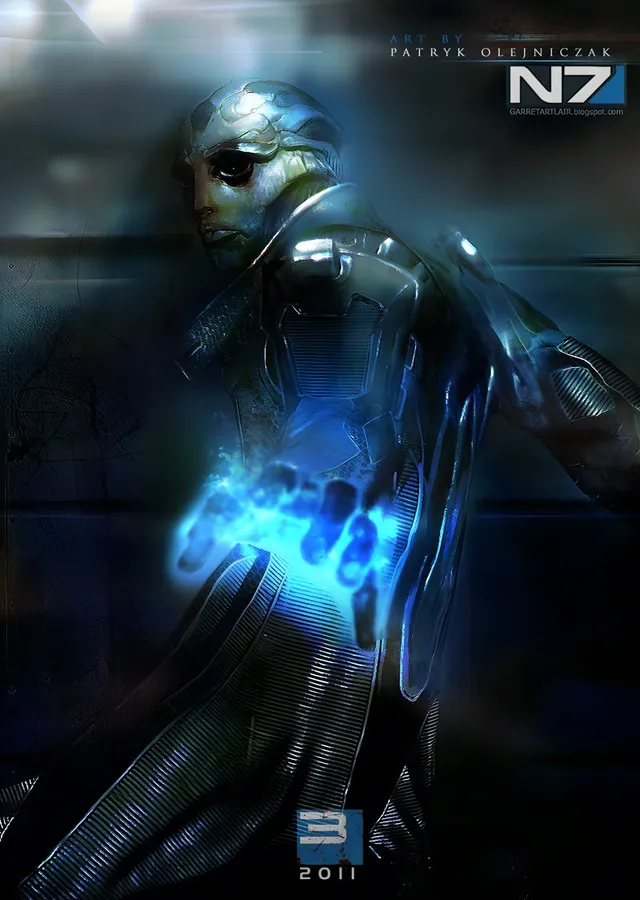 Mass Effect: Mavi Enerjili N7 Zırhı metal tablo
