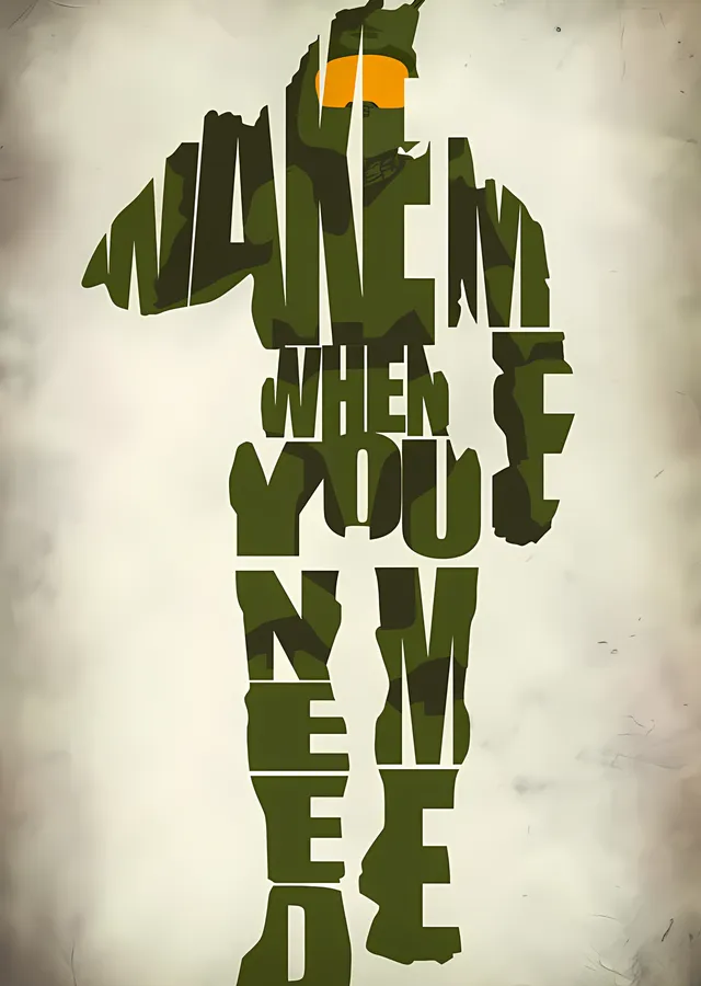 Master Chief - Tipografi metal tablo