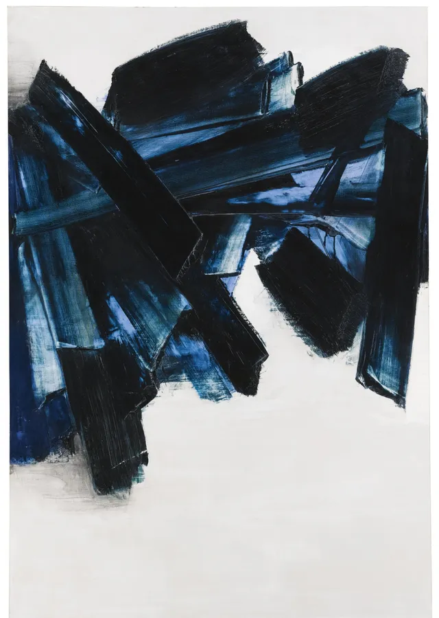 Mavi Fırça Kompozisyonu - Pierre Soulages metal tablo