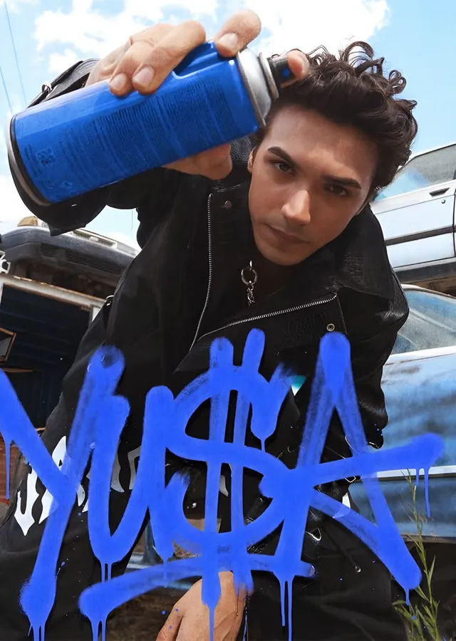 Mavi Sprey - Grafiti Kare metal tablo