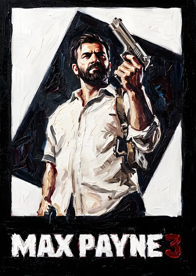 Max Payne 3: Tabancalı Sakallı Adam metal tablo