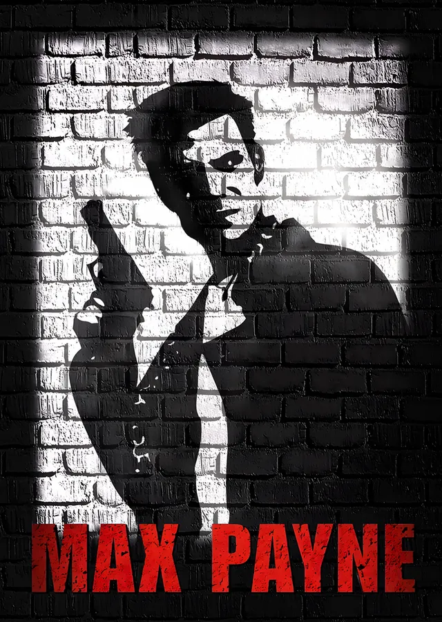 Max Payne: Tuğla Duvarda Beyaz Silüet metal tablo