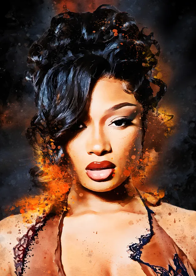Megan Thee Stallion - Alev Tonlu Portre metal tablo