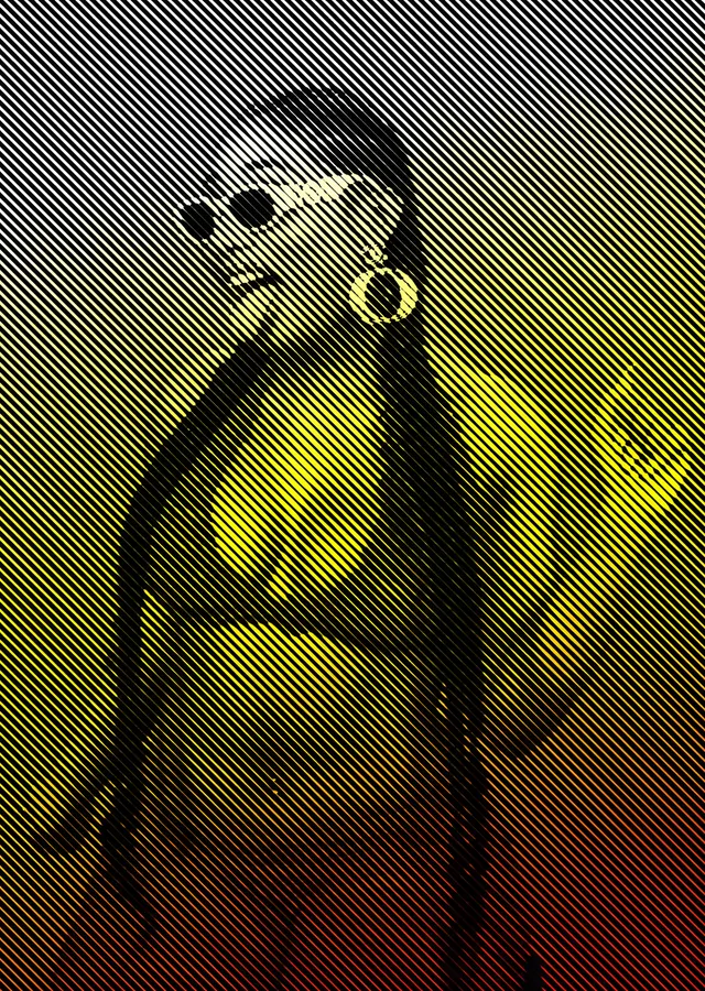 Megan Thee Stallion - Çizgi Desenli Silüet metal tablo