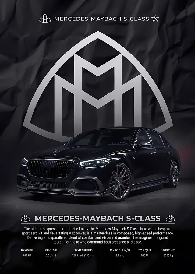 Mercedes-Maybach S-Class: Amblem Perdesi metal tablo