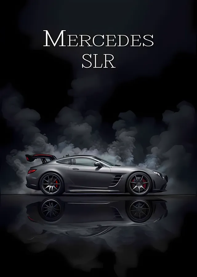 Mercedes SLR - Siyah Dumanda Yansıma metal tablo