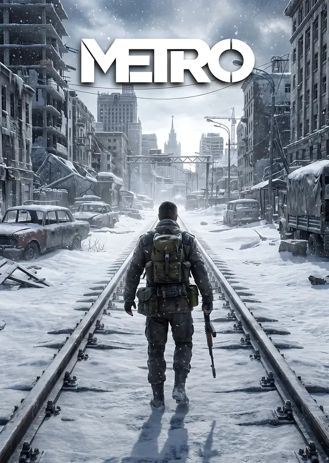Metro: Karlı Şehirde Raylarda Yürüyen Asker metal tablo