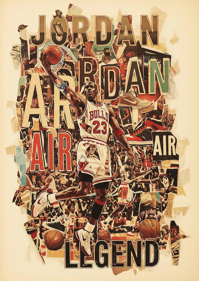 Michael Jordan - Air Legend Kolaj metal tablo