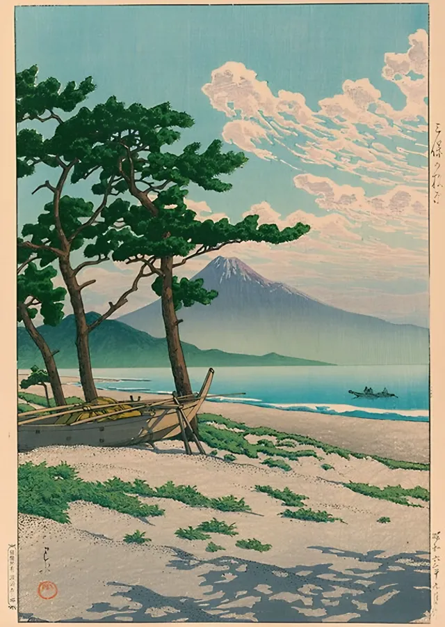 Miho'da Çam Sahili - Kawase Hasui metal tablo
