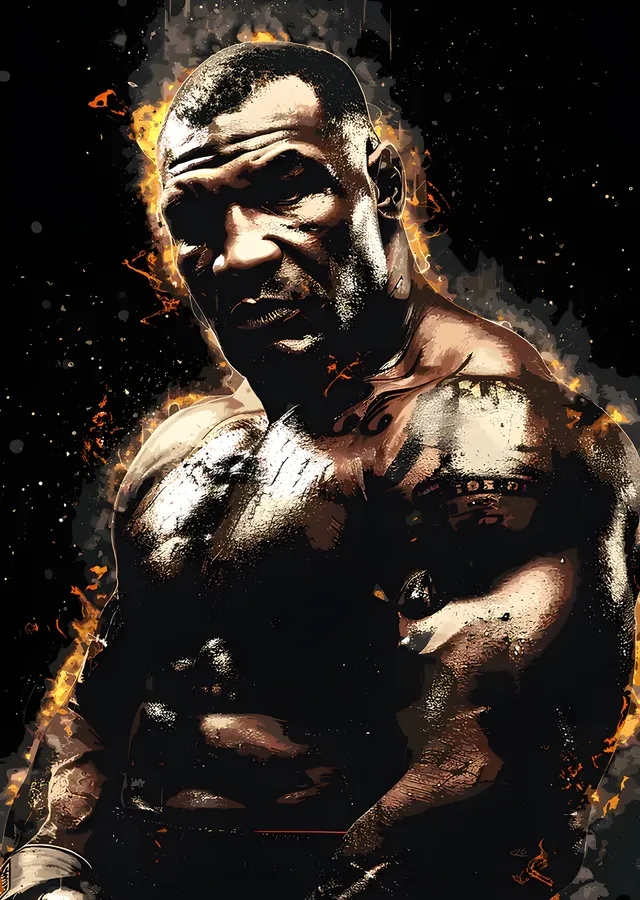 Mike Tyson - Alevli Portre metal tablo