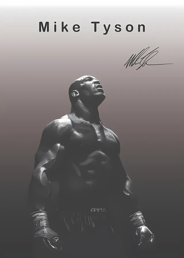 Mike Tyson - Gri Portre metal tablo
