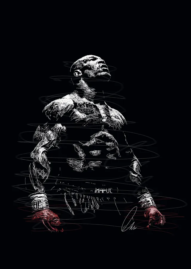Mike Tyson: Karalama Portre metal tablo