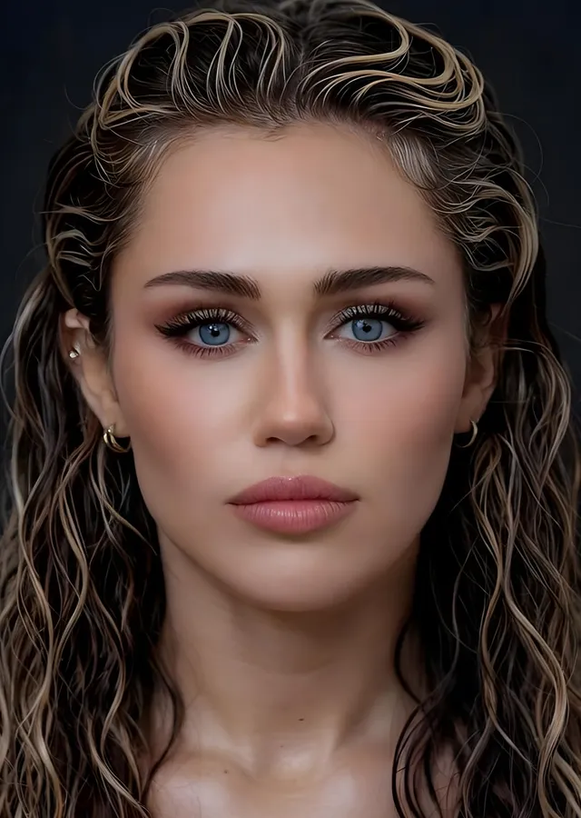 Miley Cyrus: Dijital Yakın Plan Portre metal tablo