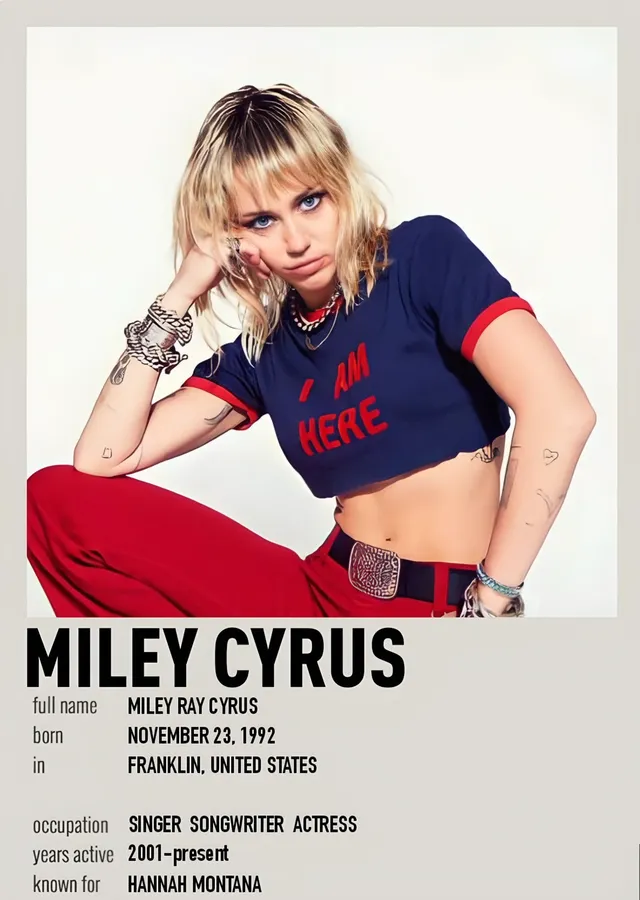 Miley Cyrus: Künye Kartı metal tablo