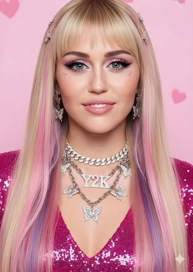 Miley Cyrus: Y2K Kolyeli Portre metal tablo