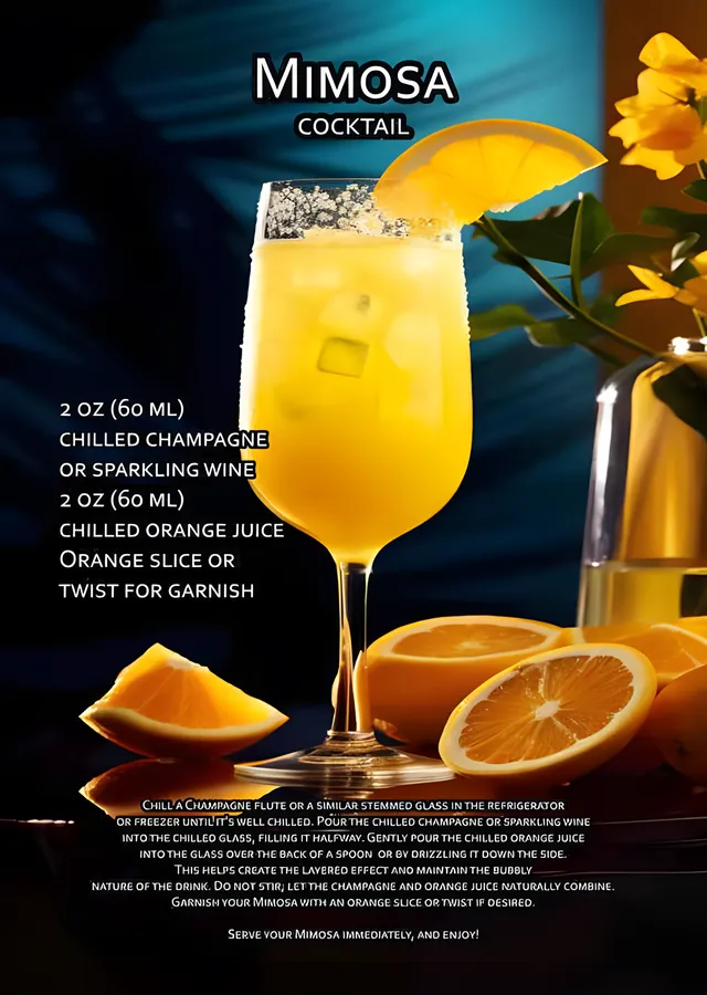 Mimosa Kokteyli - Tarif Kartı metal tablo