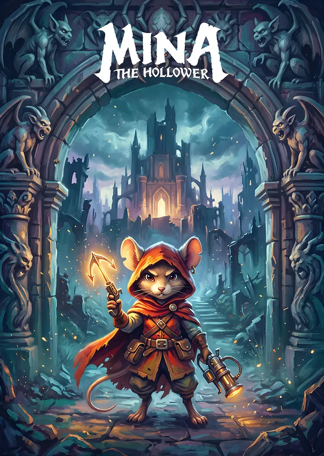 Mina the Hollower: Taş Kemerde Kılıçlı Fare metal tablo