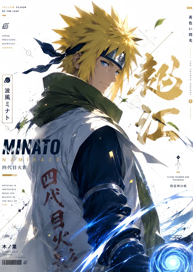 Minato Namikaze - Rasengan ve Kanji metal tablo